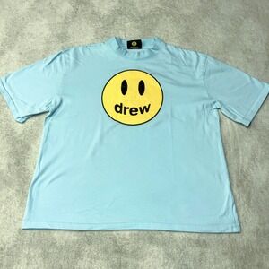 Drew House Mascot SS Tee T-Shirt Blue Smiley Face Graphic Made in USA Mens Large